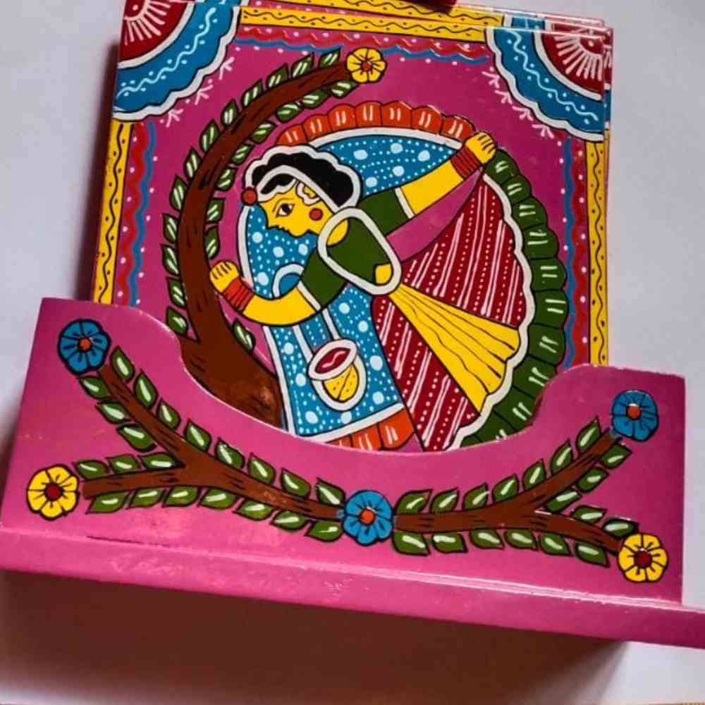 Tussar Saree with Madhubani Bride, Doli, and Kaahar Painting